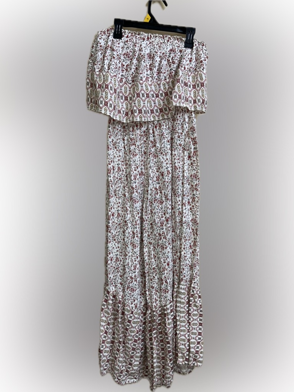 🔥5/$35🔥 Japna Cream Strapless Floral Wide-Leg Jumpsuit | Size M - Picture 2 of 10